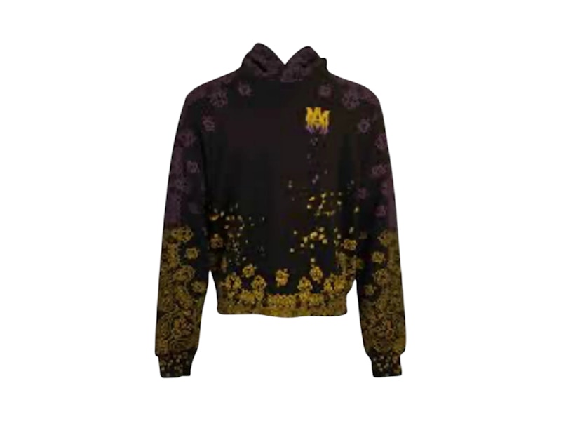 Pre-owned Amiri Men's  Bandana Bleach Hoodie In Purple/yellow In Multi